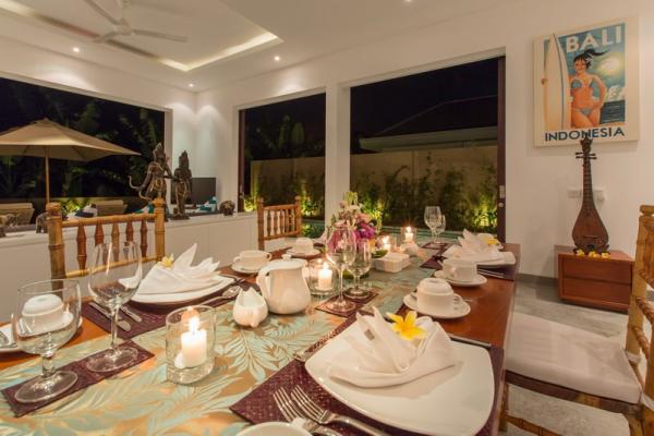 Dining Area View To Pool At Night