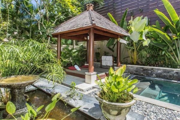 Fish Pond And Tropical Plants By The Pool