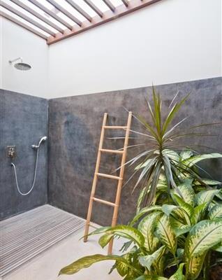 Semi Open Shower With Plants