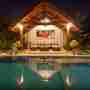 Rattan Sofa At Sitting Area During Nighttime