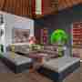 Open Style Living Area And Big Rattan Sofa